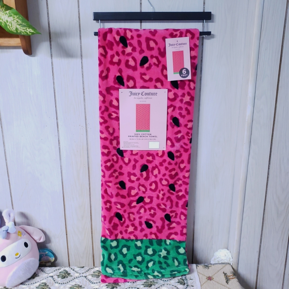 *New* Juicy Couture Watermelon Cheetah Print Pink Beach Towel NWT